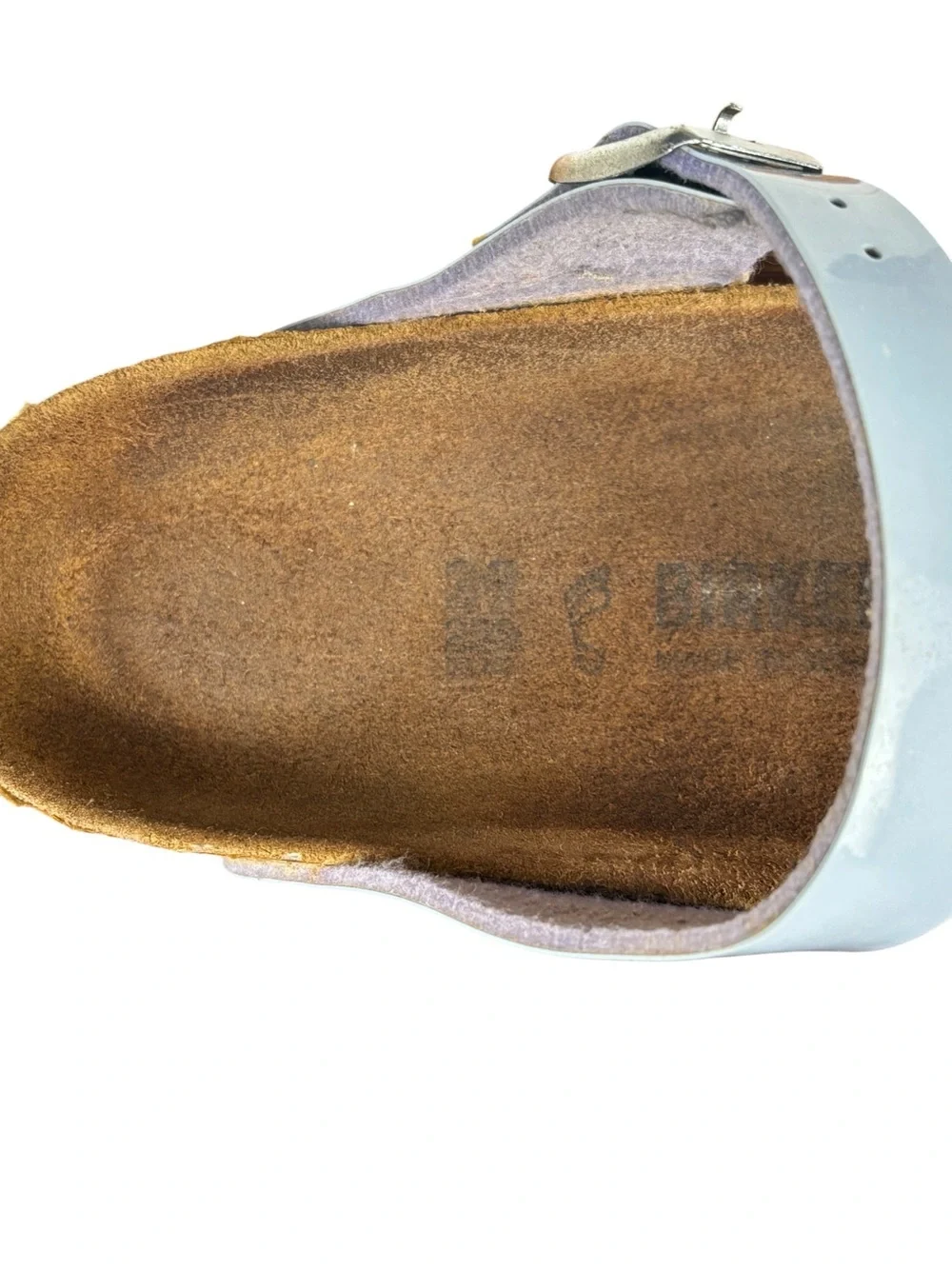 Birkenstock Gizeh Birko-Flor Patent Dove Blue Thong Sandals EU 39/ US 8-8.5
